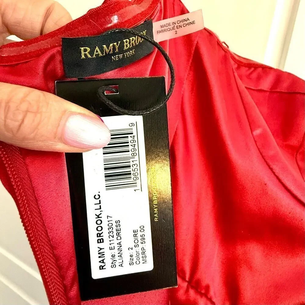 NWT Ramy Brook “Alianna” midi strapless dress in soirée red Size 2